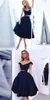 Sexy Black Cheap Dresses Evening Wear Party Gowns Off shoulder Satin Ball Gown Two Pieces Ruched Short Prom Pageant Formal Dress Gowns New