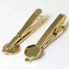Beadsnice alta calidad 18K chapado en oro clip para corbata para los hombres hecho a mano clip de corbata con 12 mm de ajuste cabujón redondo 10 unids / lote ID 23646