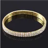 Sieraden enkelsten chique vrouwen stretch cz strass anklets 3-nld drie rij zilver / goud toon tennis Enkle Anklet armband