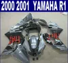 Ensemble de carénages ABS de haute qualité pour YAMAHA 2000 2001 YZF R1 kit de carénage de moto gris noir YZF1000 00 01 BR35
