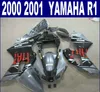 Högkvalitativa ABS Fairings Set för Yamaha 2000 2001 YZF R1 Grå Svart Motorcykel Fairing Kit YZF1000 00 01 BR35