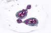 Bohème Déclaration Boucles D'oreilles Mode Coloré Goutte D'eau Gland Boucles D'oreilles Cristal Grand Grand Pendentif Bijoux Pour Cadeau En Gros 12 Paires