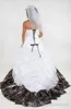 2020 Camo Wedding Dresses Sweetheart Lace Up Ruched Ruffle Sleeveless Appliques A Line Long Satin Bridal Gowns Vestidos de Novia Princesa