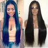 Peruca dianteira de renda 13x6 Long Parting Prepluck Linha de cabelo 9A Grau Virgem Brasileira Brazilian Human Human Wigs Silky Straight Lace Wig para Wome Preto