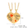 Heißer verkauf 2 teile / satz "Big sis Kleine sis" Red Heart shaped Anhänger Halsketten Schwester Ketten BFF Beste Freunde Für Immer Geschenk