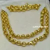 n308-Gold tone 50cm,60cm,70cm Length Men Women Solid ring link Necklace Chain