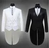 Sıcak 2016 Tailcoat Damat Smokin En Iyi Adam Groomsmen Erkekler Düğün Takım Elbise Çentik Yaka Performans Suit Siyah Beyaz (Ceket + Pantolon + Kravat + Yelek) 652