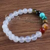 Whole 10Pcs Charm Natural Mixed Different Stone Round Shape Beads Chakra Healing Point Beaded Bracelets Jewelry Gift 8mm281R