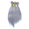 Estensioni dei capelli umani vergini brasiliani grigio argento 3 pezzi capelli lisci serici vergini di Remy tesse fasci di capelli umani di colore grigio puro 10-30 "