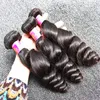 Tramas de longitud mixta de 8 ''~ 30'' europeas 3 paquetes de cabello humano virgen tejido ondulado onda suelta extensión de Color negro Natural