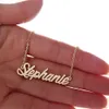 Stephanie Personlig anpassad 18K Guldpläterad rostfritt stål Skriptnamn Halsband Charm Namnplattor Halsband smycken gåva NL-2430