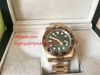 2021 Bästsäljande Luxury Wristwatch Ceramic (Green Bezel Gold Gmt Asia 2813 Rörelse Automatisk Mens Mäns Klock Klockor + Original Box Pap