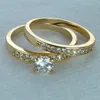 18k guld gf solid kvinnor Förlovningsvigselring set labbdiamanter R280 SZ M,O,Q,S