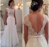 Nuovo arrivo 2016 Abito bianco su misura per la sposa Splendida vestidos De Noiva Una linea Cap Sleeve Lace Backess abito da sposa 2015