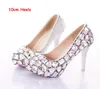 Silver Multicolor Colorful Chain Rhinestone Wedding Shoes Show Performance High Heels Crystal Bridesmaid Shoes Prom Pumps