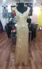 Billig! Sheer Back Gold Pailletten Meerjungfrau Prom Kleider 2018 Lange Sexy Backless Abendkleid Dazzling Crystal Formale Partykleider Echte Bilder