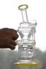 Tjockglas Bongs Grön och gul toppkvalitet 14.4mm Joint Rökning Hookahs Glas Vattenrör Oril Rigs Bongs Recycler HeadyShop 2016