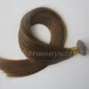 Extensions de cheveux humains à pointe plate 50g 50Strands 18 20 22 24 pouces # 6 / Produits capillaires pré-collés indiens brésiliens brun moyen