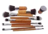 Escova profissional 11pcs / lote pincéis de maquiagem de alça de bambu, 11 pcs make up pincel conjunto cosméticos escova kits ferramentas DHL frete grátis boa qualidade