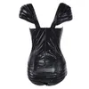 New Style Women's One-piece PVC Leather Boned Bodyshaper Slim Bodysuits Bustier Corset