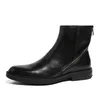 Hoge Kwaliteit Black Mens Enkel Lengte Zipper Lederen Motorfiets Laarzen Britse Winterlaarzen Schoenen Romeinse Martin Laarzen Mannen