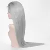 100 cabelo humano de alta qualidade moda cosplay perucas cheias do laço vender prata cinza médio longo marrom boné nós branqueados laço frontal w6076564