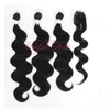 Women Hair Factory S Kanekalon syntetiska flätande hårbuntar med stängning 220g Brazillian Body Wave Bunds Sy In Hair Ext7066287