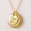 Fashion Pendant Necklace I Love You To The Moon And Back Retro Silver Pendant Necklace Gold/Silver Necklace Charm Pendant Love Moon Necklace