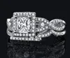 Gros professionnel Pave réglage bijoux en argent sterling 925 saphir blanc princesse coupe diamant simulé mariage mariée femmes bague cadeau