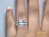 Set di anelli di fidanzamento per matrimonio con topazio taglio principessa in oro bianco 10KT misura 5-10 di lusso