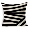 Pillow Cover Modern Soft Cotton Linen Fundas Para Cojines Vintage Cushion Cover Black White Stripe Geometry Pattern Pillow Case