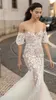 Liz Martinez 2018 Primavera Applicazioni di pizzo Abiti da sposa Sirena con spalle scoperte Abiti da sposa Abito da sposa trasparente Abiti da sposa