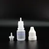 5 ml LDPE 플라스틱 드롭퍼 병 탬퍼 증거 캡 팁 팁 도둑 안전한 얇은 젖꼭지 E Juicy를위한 100 조각