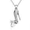 High Quality Trendy Gold/Silver Plated Crystal Cinderella Glass Slipper Pendant Necklace Jewelry For Women and girls