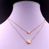 Cool Design Biżuteria Złota ze stali nierdzewnej Słodki podwójny serc wiszący Naszyjnik dla kobiet dziewczęta 20 cali