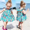 Abbigliamento per bambini Vestiti per neonata Vestiti per bambina con volant estivo Abito per ragazza di fiore blu Abiti per ragazze carini Vestito estivo Abbigliamento casual per bambini 0-5 anni