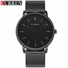 2019 Fashion Top Brand Curren Klockor Män Rostfritt Stål Mesh Strap Quartz-Watch Ultra Thin Dial Clock Man Relogio Masculino