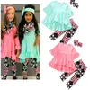 Chegada nova Roupa Do Bebê Definir Bebê Recém-nascido Da Menina Dos Miúdos Roupas de Manga Longa Irregular Flounces Vestido Tops + Calças Florais Roupas 2 Pcs Definir roupas