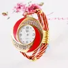 Rhinestone Whirlwind Design Metal Weave Relógio Feminino Vestido Meninas Pulseira Bangle Quartz Watch WristWatch Siver Relojes