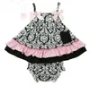 Summer Baby Set Girls Flower Ruffles Tops PP Shorts 2Pcs Outfits Kids Baby Sets Set Cotton Sport Infant Clothing 10599