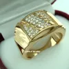 R211- Uomini New fashion 18k Gold Filled Cristalli austriaci Misura 8-15 Anello gioielli