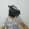Masque de cheval noir en Latex, masque de tête d'animal effrayant, Costume d'halloween, accessoire de théâtre de noël, vente en gros