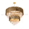 Be160 Nordic Modern Creative Iron Gold Villa Crystal Kroonluchters Woonkamer Lampverlichting Luxe Circulaire / Ellips Hanglampen Verlichting