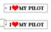 I Love My Pilot Fabric Embroidered Banner Keychain Key Rings 13 x 2.8cm 100pcs lot