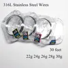 30pcs Stainless Steel 316L Resistance Wires SS 30 feet 30Ft Coils Heating Wire AWG 22g 24g 26g 28g 30g Gauge for RDA
