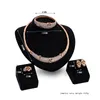 Fashion Classic Design Wedding 18K Gold Plated Rose Shape Crystal Necklace Bangle Earring Ring Jewelry Set