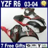 YAMAHA YZF R6 2003 2004 YZF-600 무광택 검정색 페어링의 녹색 불길 YZF-R6 YZFR6 03 04 Fh9 +7 선물 세트