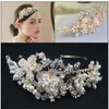 2015 Gold Vintage Bridal Jewelry Headpiece Imitation Pearl Hair Accessories Crystal Hair Band pannband Brud Crown Tiara Wedding2767