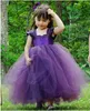 Elegante Custom Made vestido de baile Bateau tornozelo-comprimento tafetá e tule vestido da menina de flor
