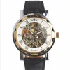 Men Winner Black Leather strap Stainless Steel Skeleton Mechanical Watch For Man Manual Mechanical Wrist Watch